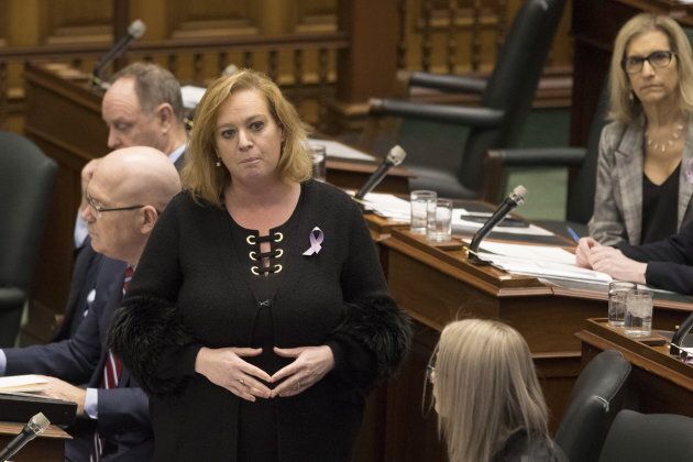 Minister of Children, Community and Social Services Lisa MacLeod stands in the legislature at Queen's Park in Toronto on March 26, 2019.