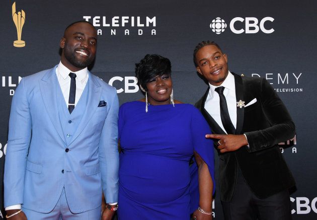 Shamier Anderson, Carmeleta Anderson and Stephan James attend the 2019 Canadian Screen Awards Broadcast Gala in Toronto on Sunday.