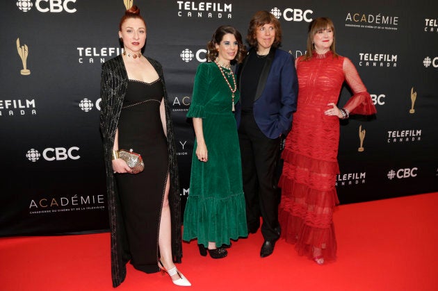 Carolyn Taylor, Meredith MacNeil, Aurora Browne and Jennifer Whalen of "Baroness Von Sketch Show" on the CSA red carpet.