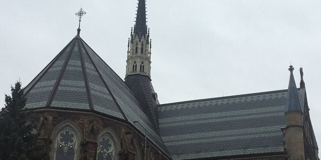 The rear view of St. Peter's Cathedral in London, Ont.