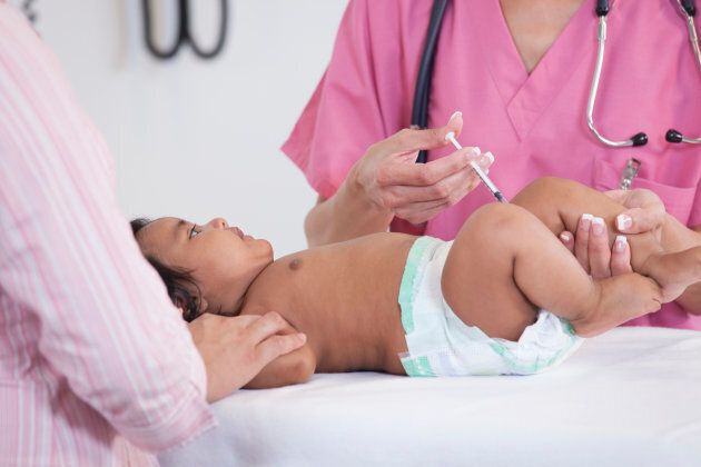 Most babies don't get their first measles vaccine until they're one year old.