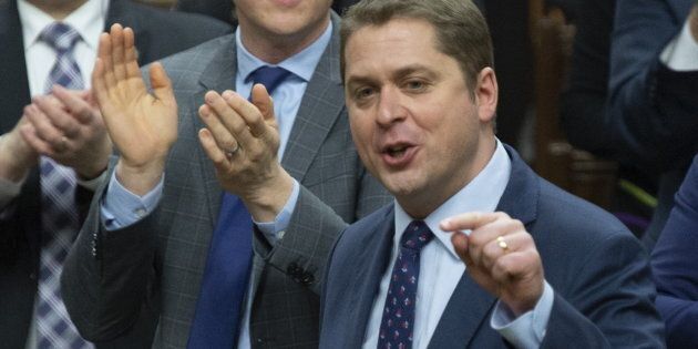 Andrew Scheer rises in the House of Commons on April 8, 2019 in Ottawa.