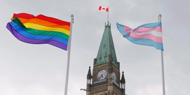 File photo of a flag raising ceremony on Parliament Hill in Ottawa on June 20, 2018.