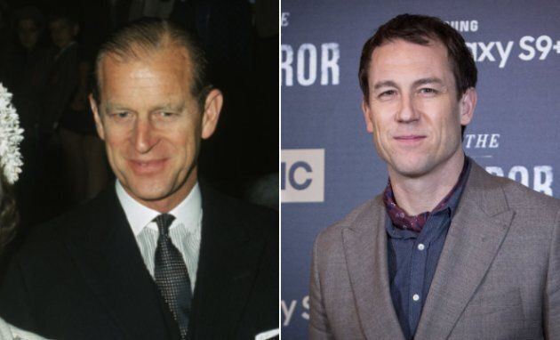 Left: Prince Philip at the dedication of a Knights Bachelor temple in London in July 1968. Right: Tobias Menzies at the premiere of "The Terror" in Madrid in March 2018.