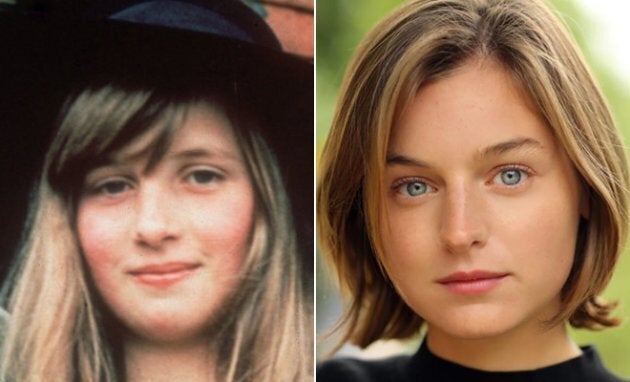 Left: Young Princess Diana. Right: Emma Corrin.