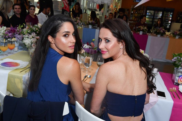 Meghan Markle and Jessica Mulroney attend the Instagram Dinner held at the MARS Discovery District on May 31, 2016 in Toronto.