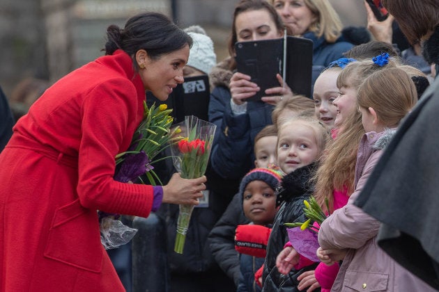 Meghan, Duchess of Sussex greet well-wishers during an official visit to Birkenhead on Jan. 14, 2019 in Birkenhead, United Kingdom.