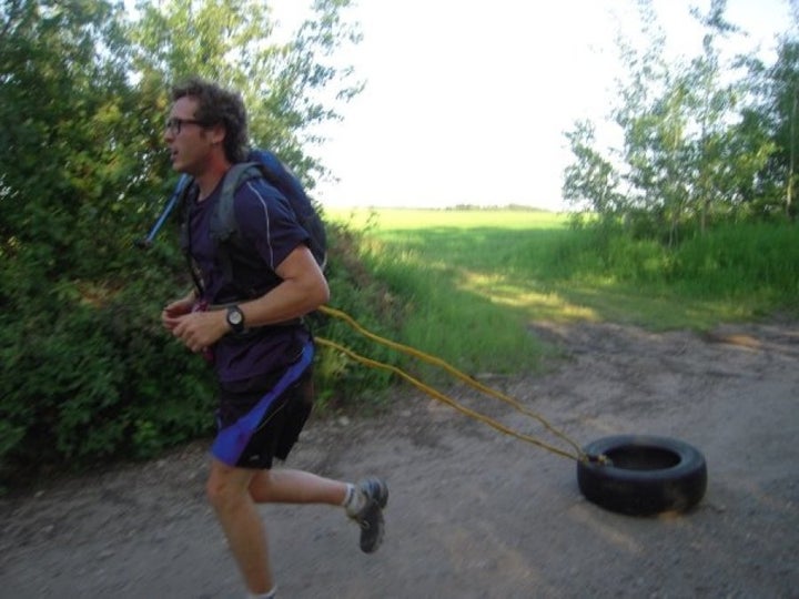 Training for his first ultra-marathon, the 2009 Canadian Death Race, in Red Deer County, Alta.