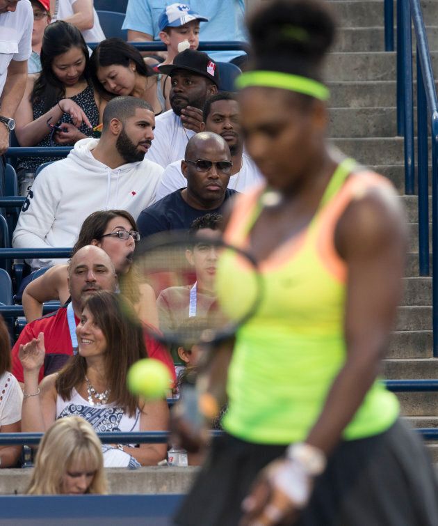 Drake watching Serena Williams at the Rogers Cup in Toronto in 2015.