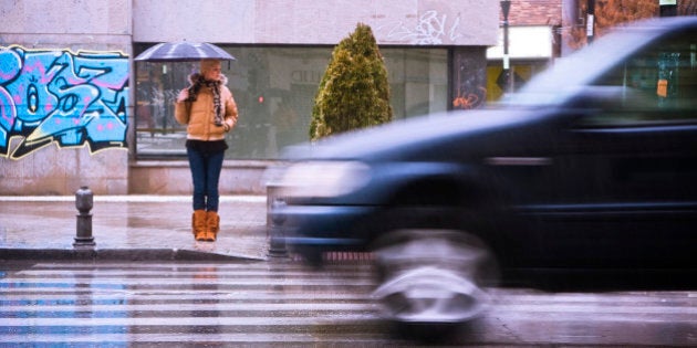 Waiting in the zebra crossing