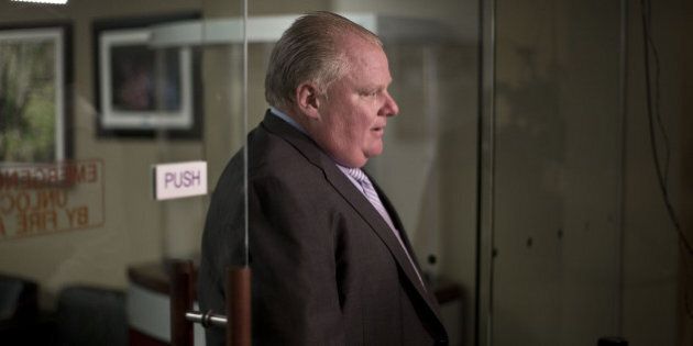 TORONTO, ON - AUGUST 27: Mayor Rob Ford left his office for council chambers Wednesday afternoon.Toronto city council is meeting this week for the last time before the upcoming municipal election. Aug 27, 2014 (Lucas Oleniuk/Toronto Star via Getty Images)