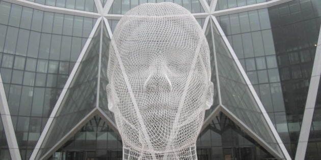Sculpture is 12 metres tall and installed on January 28, 2013 in front of The Bow in downtown Calgary.