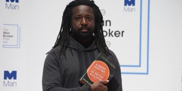 Jamaican author Marlon James poses for a photograph at a photocall in London on October 12, 2015, ahead of tomorrow's announcement of the winner of the 2015 Man Booker Prize for Fiction. Marlon James' s 'A Brief History of Seven Killings' is one of the six shortlisted books for this year's prize. AFP PHOTO / NIKLAS HALLE'N (Photo credit should read NIKLAS HALLE'N/AFP/Getty Images)