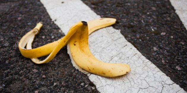 Banana Peel on Sidewalk