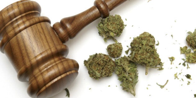 Marijuana and a gavel together for many legal concepts on the drug.