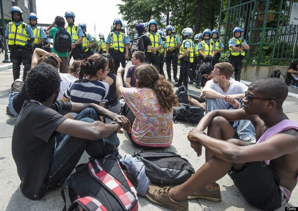 Student protesters stage a sit-in as pol