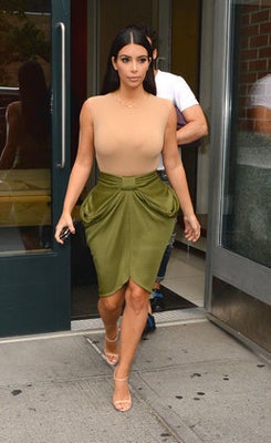 Kim kardashian olive shop green pencil skirt