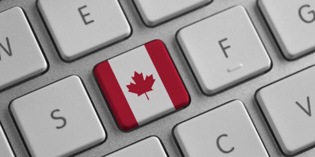 Canada flag on a laptop