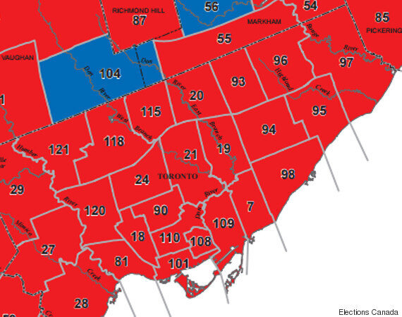 Canada Election Map Before And After Canadians Voted HuffPost Politics   5cd5d5e22100003100c2d6d3 