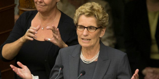 TORONTO, ON - JUNE 24 - Ontario Premier Kathleen Wynne addresses the audience after she and her cabinet were sworn in today at Queen's Park, June 24, 2014. Bernard Weil/Toronto Star (Bernard Weil/Toronto Star via Getty Images)