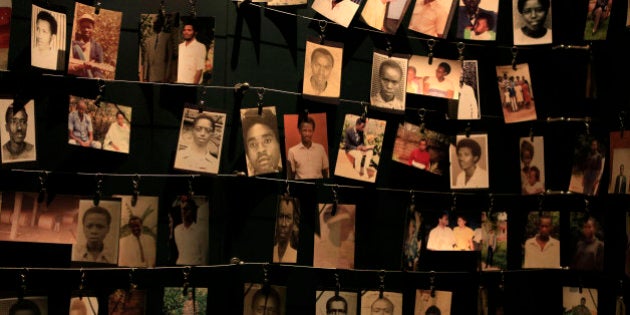 Photographs of people who were killed during the 1994 genocide are seen inside the Kigali Genocide Memorial Museum as the country prepares to commemorate the 20th anniversary of the genocide in the Rwandan capital Kigali April 5, 2014. An estimated 800,000 people were killed in 100 days during the genocide. REUTERS/Noor Khamis (RWANDA - Tags: ANNIVERSARY POLITICS)