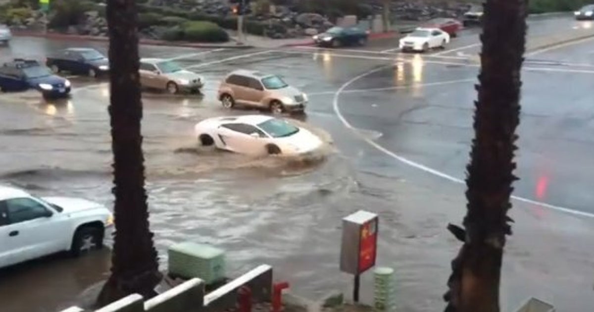 Gallardo Drives Through Flood On San Diego Road In Painful