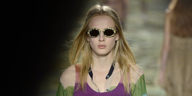 PARIS, FRANCE - SEPTEMBER 24: A model walks the runway at the Dries Van Noten Spring Summer 2015 fashion show during Paris Fashion Week on September 24, 2014 in Paris, France. (Photo by Catwalking/Getty Images)