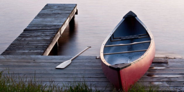 Red Canoe on a Dock