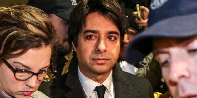 TORONTO, ON - JANUARY 8: Jian Ghomeshi leaves College Park Court after his appearance January 8, 2015. homeshi is now facing three new charges of sexual assault related to three more women in addition to four previously laid charges of sexual assault and one charge of choking. (David Cooper/Toronto Star via Getty Images)