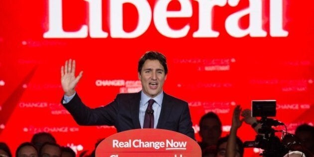 Canadian Liberal Party leader Justin Trudeau speaks in Montreal on October 20, 2015 after winning the general elections. AFP PHOTO/NICHOLAS KAMM (Photo credit should read NICHOLAS KAMM/AFP/Getty Images)