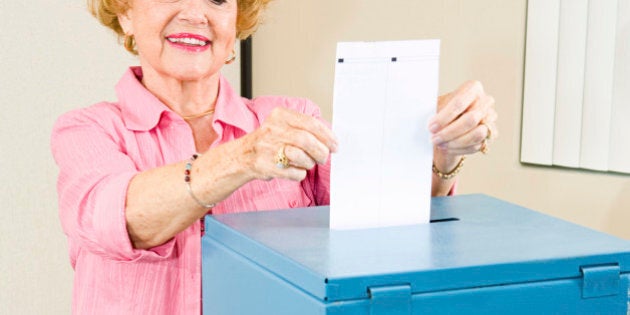 Election - Senior Woman Casts Ballot