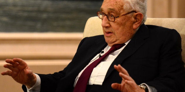 GUIYANG, CHINA - JUNE 30: (CHINA OUT) Former U.S. Secretary of State Henry Kissinger talks to the media at a press conference on June 30, 2013 in Guiyang, China. Kissinger was invited to attend the Third Global Think Tank Summit. (Photo by ChinaFotoPress/ChinaFotoPress via Getty Images)