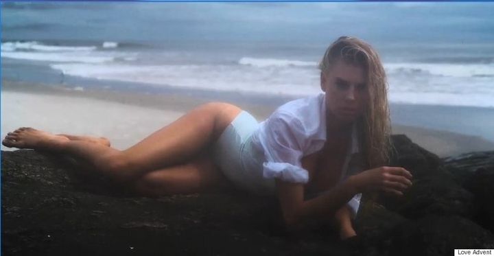 Charlotte McKinney poses for bikini photos on cold LA beach