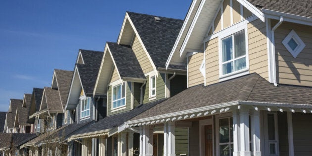 Row of modern townhouses in Vancouver, Canada