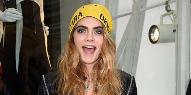 LONDON, ENGLAND - OCTOBER 18: Cara Delevingne attends the launch of the Cara Delevingne DKNY Capsule Collection at DKNY Bond Street on October 18, 2014 in London on October 18, 2014 in London, England. (Photo by Karwai Tang/Getty Images)