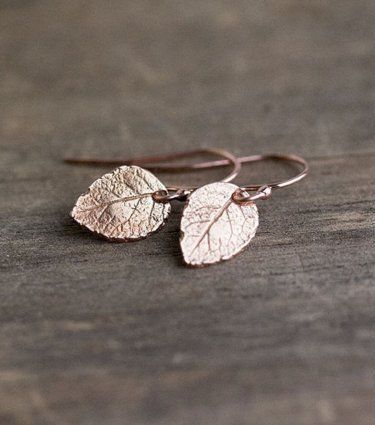 Etsy Rose Gold Leaf Earrings