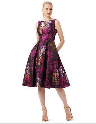 Floral Jacquard Dress With Full Skirt
