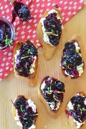 Blueberry Chutney And Ricotta Crostini