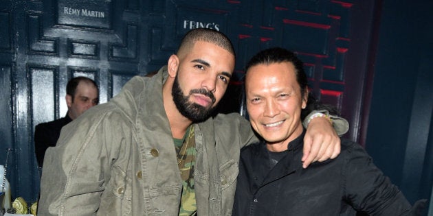 TORONTO, ON - SEPTEMBER 21: Drake and Chef Susur Lee attend the Grand Opening Of Fring's Restaurant Toronto on September 21, 2015 in Toronto, Canada. (Photo by George Pimentel/WireImage)