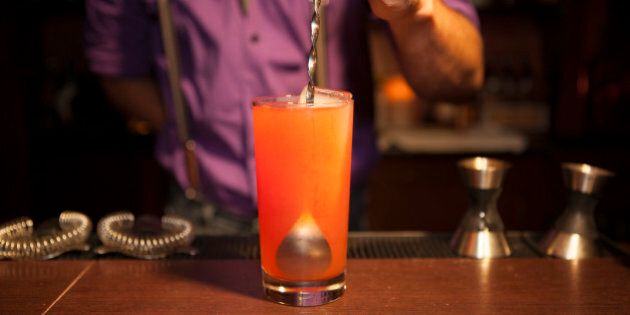 Cocktail on Bar with Stirrer