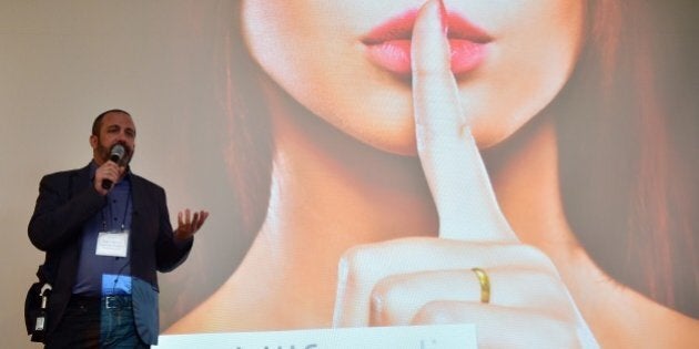 Ashley Madison's International Affairs Director Christoph Kraemer speaks during a press conference in Seoul on April 14, 2015. The global adultery hook-up site Ashley Madison has come back to business in South Korea with vengeance after the country's Constitutional Court struck down a 65-year-old adultery law. AFP PHOTO / JUNG YEON-JE (Photo credit should read JUNG YEON-JE/AFP/Getty Images)