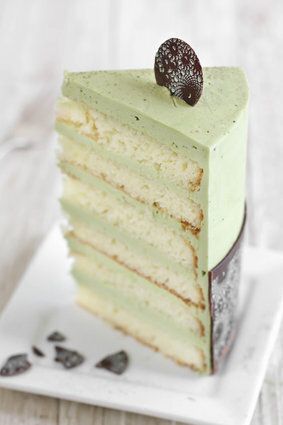 Matcha-Almond Layer Cake