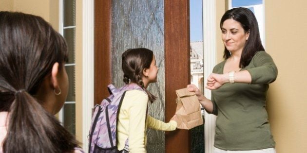 Children leaving for school