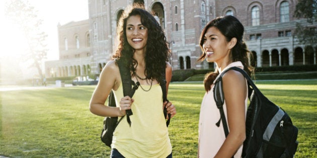 Students talking on campus