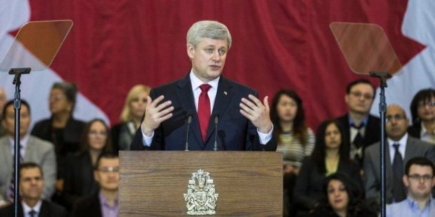 RICHMOND HILL, ON - JANUARY 30 - Prime Minister Stephen Harper announced new anti terrorism measures at Bayview Hill Community Centre, Richmond Hill. Justice Minister Peter MacKay and Steven Blaney, public safety and emergency preparedness, also spoke. (Bernard Weil/Toronto Star via Getty Images)