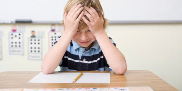 Boy frustrated by test
