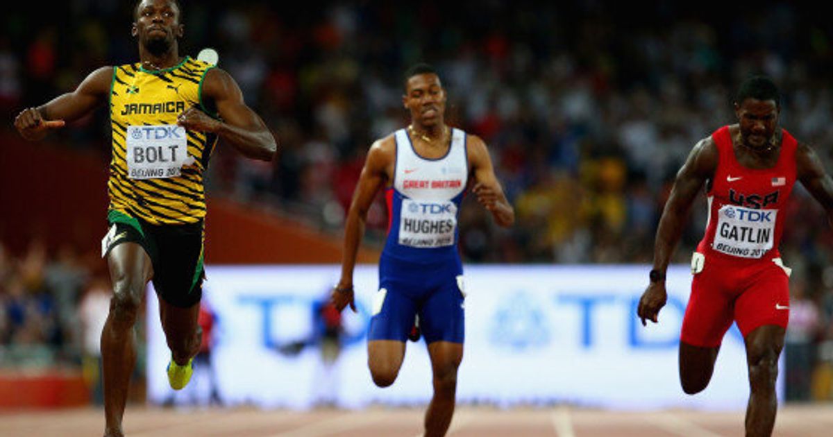 Usain Bolt Tripped By Cameraman On Segway After 200m Win | HuffPost Life