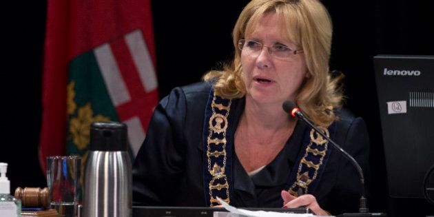 BRAMPTON, ON - OCTOBER 27: Brampton Mayor Linda Jeffrey during public submissions to council. Brampton City Council meets at the Rose Theatre to discus the LRT in Brampton. (Rick Madonik/Toronto Star via Getty Images)