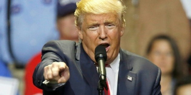 Republican presidential candidate Donald Trump speaks during a campaign rally at the US Bank Arena on October 13, 2016 in Cincinnati, Ohio. / AFP / David Kohl (Photo credit should read DAVID KOHL/AFP/Getty Images)