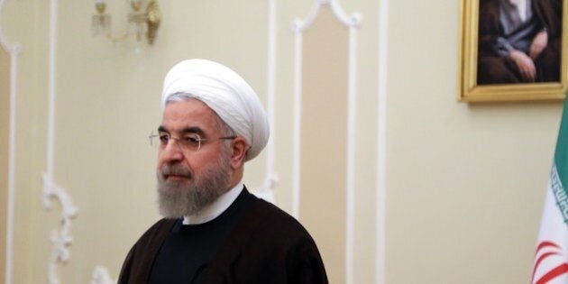 TEHRAN, IRAN - AUGUST 04: Iranian President Hassan Rouhani holds a meeting with Serbian Foreign Minister Ivica Dacic (not seen) at the presidential palace in Tehran, Iran on August 04, 2015. (Photo by Fatemeh Bahrami/Anadolu Agency/Getty Images)